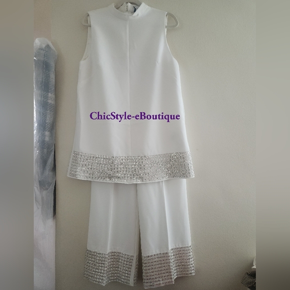 H&M Bead-embellished Top.TOP ONLY White BNWT. Pants Separately sold NO LOW BALL! - Picture 8 of 15